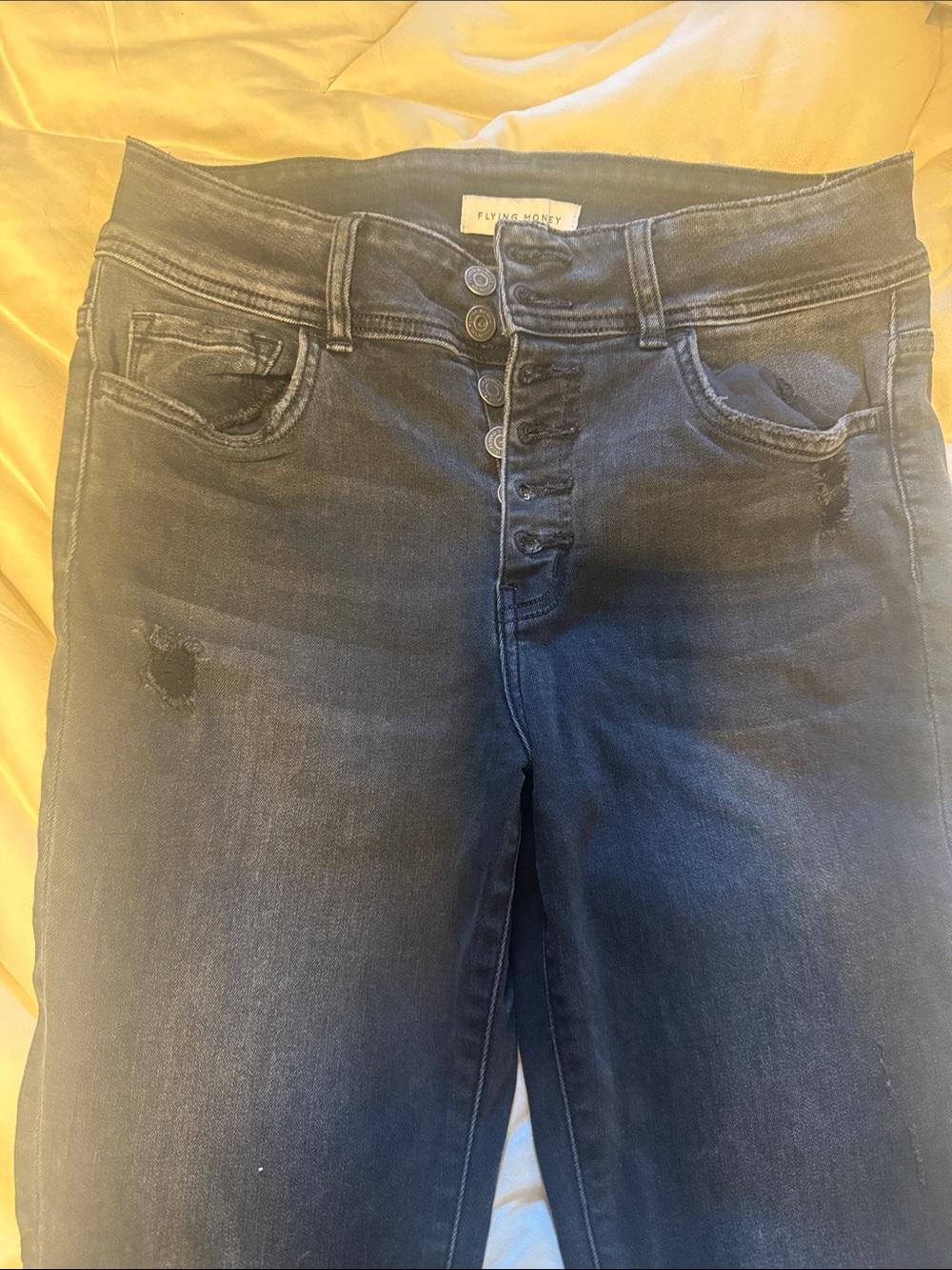 Flying Monkey Women's Dark Blue High-Rise Button-Fly Jeans